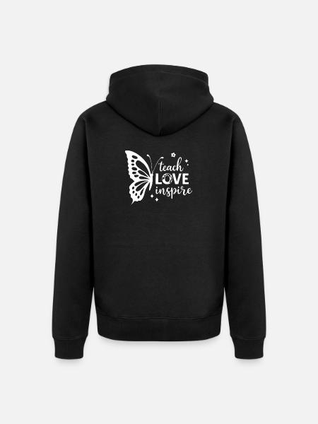 Empowering Butterfly Motif with Inspirational Text - Unisex Premium Organic Zip Hoodie - black