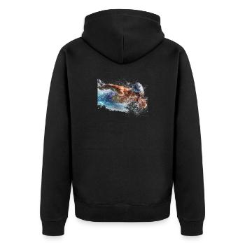 Wassersport Splash Schwimmen - Unisex Premium Bio Zip Hoodie - Schwarz - Hinten - Nico (187cm)