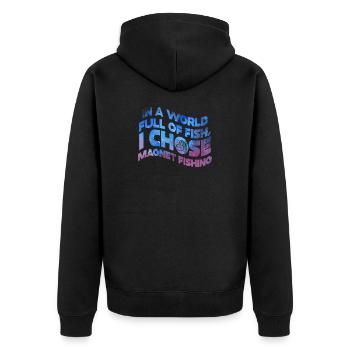 Neodymium Magnet Fishing Magnetic Fisher - Unisex Premium Organic Zip Hoodie - black - Back - Nico (187cm)