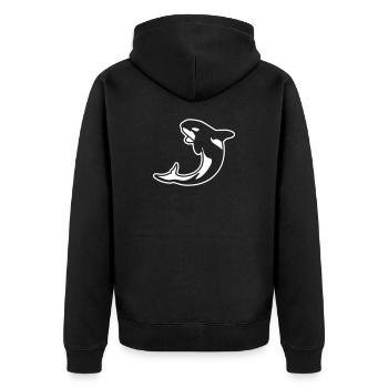 Orka – Ozean Tier Rettet Walfisch Design - Unisex Premium Bio Zip Hoodie - Schwarz - Hinten - Nico (187cm)