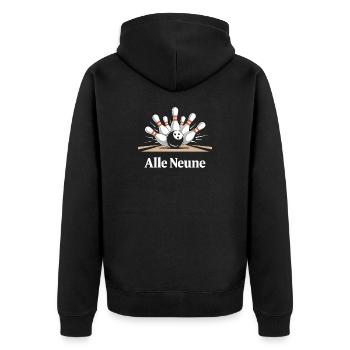 Du plaisir au bowling à neuf - Veste à capuche bio Premium Unisexe - noir - Dos - Nico (187cm)