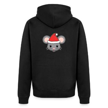 Weihnachtsmaus mit Santa-Hut - Unisex Premium Bio Zip Hoodie - Schwarz - Hinten - Nico (187cm)