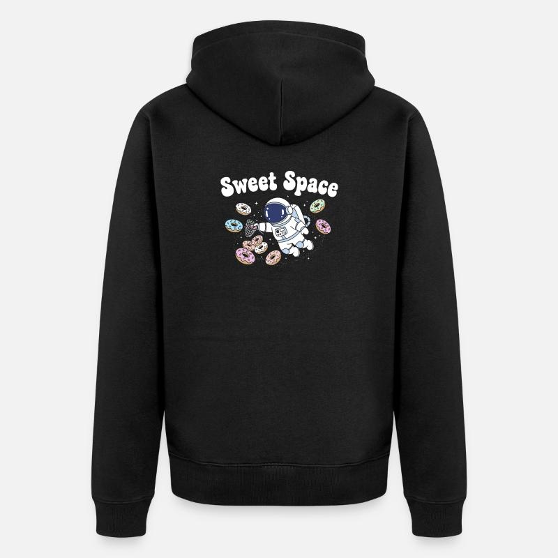 Süße Raumfahrt mit Donuts - Unisex Premium Bio Zip Hoodie - Schwarz
