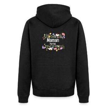Maman Parfait Floral - Veste à capuche bio Premium Unisexe - noir - Dos - Nico (187cm)
