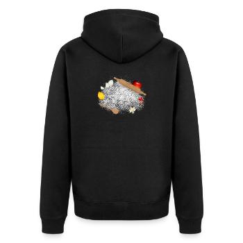 Flour and ingredients – atmospheric kitchen motif - Unisex Premium Organic Zip Hoodie - black - Back - Nico (187cm)