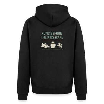 Laufende Mama, Papa, Joggende Eltern - Unisex Premium Bio Zip Hoodie - Schwarz - Hinten - Nico (187cm)