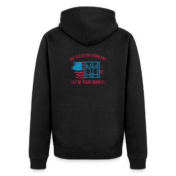 Elevator Technician I ́m Your Man Engineer USA Gift - Unisex Premium Organic Zip Hoodie - black - Back - Nico (187cm)