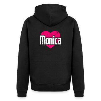 I Love Monica Pinkes Herz Ich liebe Monica - Unisex Premium Bio Zip Hoodie - Schwarz - Hinten - Nico (187cm)