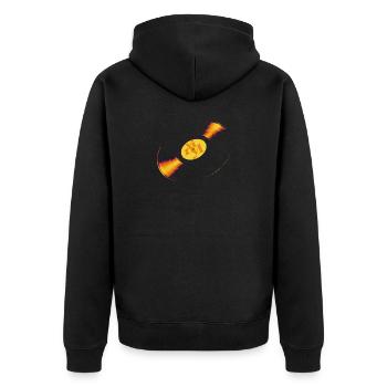 Retro Vinyl-Rausch – Dein Sound-Statement - Unisex Premium Bio Zip Hoodie - Schwarz - Hinten - Nico (187cm)