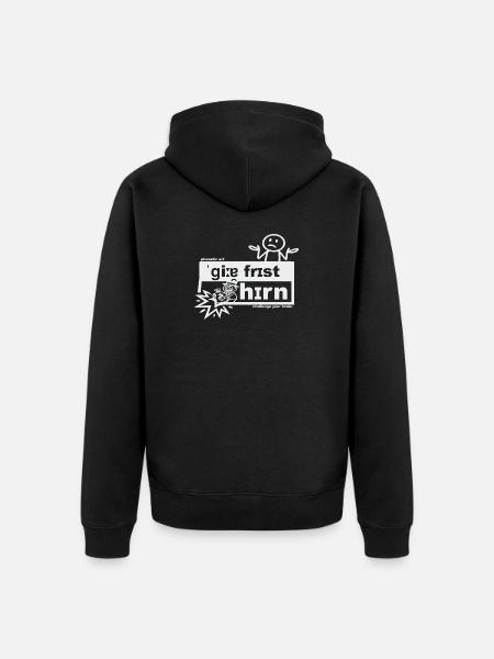 Greed eats the brain - phonetic art - Unisex Premium Organic Zip Hoodie - black