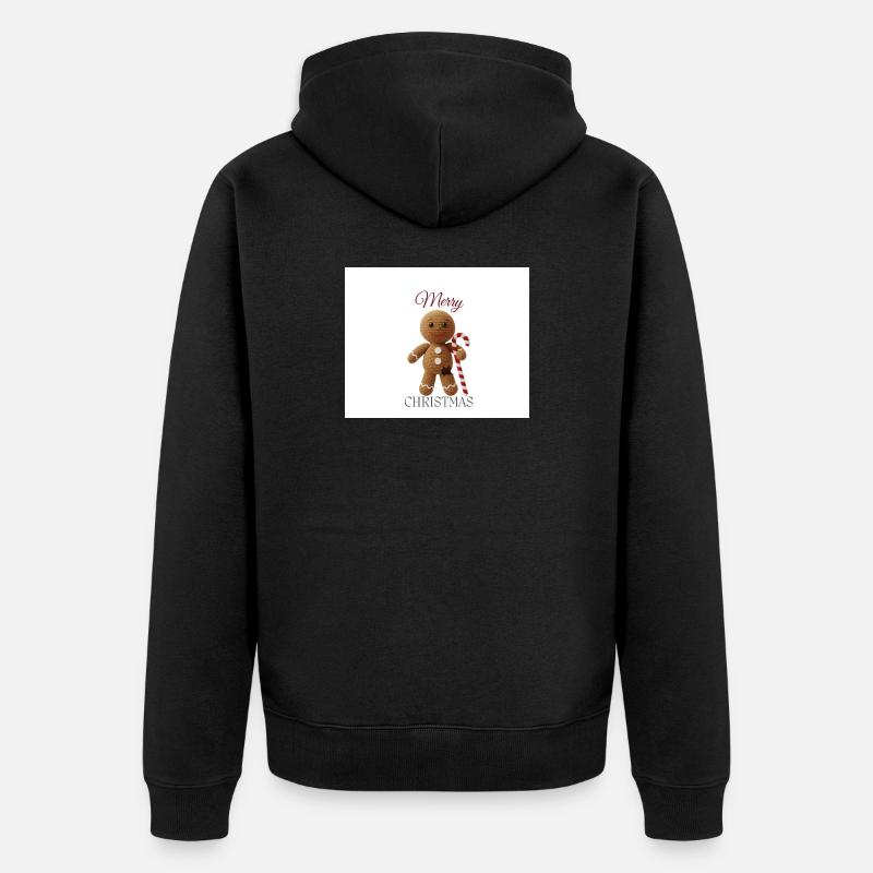 Lebkuchenmann mit Zuckerstange - Unisex Premium Bio Zip Hoodie - Schwarz