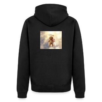 Gingerbread Man with Candy Cane Christmas - Unisex Premium Organic Zip Hoodie - black - Back - Nico (187cm)