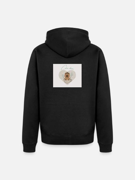 Hamster chills in teacup - Unisex Premium Organic Zip Hoodie - black