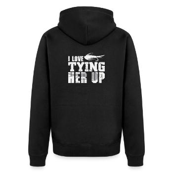 Angler Geschenk Lustig Angeln Fischer Fischen - Unisex Premium Bio Zip Hoodie - Schwarz - Hinten - Nico (187cm)
