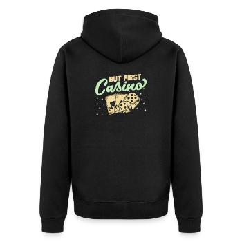 Fan de jeux d’argent mais premier casino - Veste à capuche bio Premium Unisexe - noir - Dos - Nico (187cm)