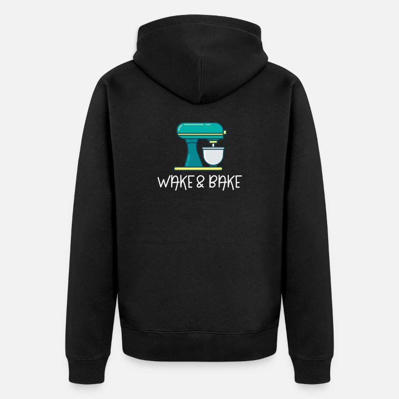 Aufwachen und Backen - Unisex Premium Bio Zip Hoodie - Schwarz