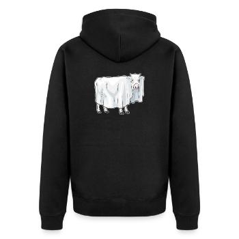 Vache Halloween fantôme - Veste à capuche bio Premium Unisexe - noir - Dos - Nico (187cm)