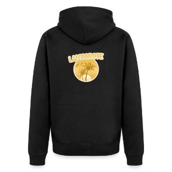 Geschenk für Lanzarote - Unisex Premium Bio Zip Hoodie - Schwarz - Hinten - Nico (187cm)