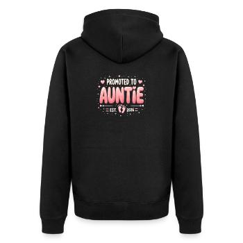 Tante 2026 Tante 2026 Befördert zu Tante 2026 - Unisex Premium Bio Zip Hoodie - Schwarz - Hinten - Nico (187cm)