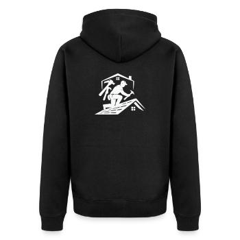 Dachdecker Silhouette am Dach - Unisex Premium Bio Zip Hoodie - Schwarz - Hinten - Nico (187cm)