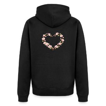 Heart of Cherry Blossoms Spring Motif - Unisex Premium Organic Zip Hoodie - black - Back - Nico (187cm)