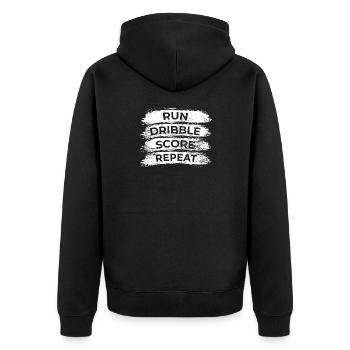 Run, dribble, score, repeat - Unisex Premium Organic Zip Hoodie - black - Back - Nico (187cm)
