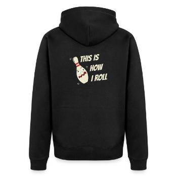 Dicons de Bowling Skittles Voilà comment je roule - Veste à capuche bio Premium Unisexe - noir - Dos - Nico (187cm)