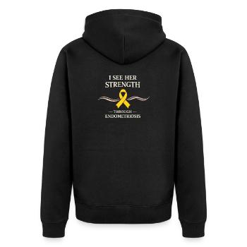 Sensibilisation à l’endométriose Guerrier de l’endo - Veste à capuche bio Premium Unisexe - noir - Dos - Nico (187cm)