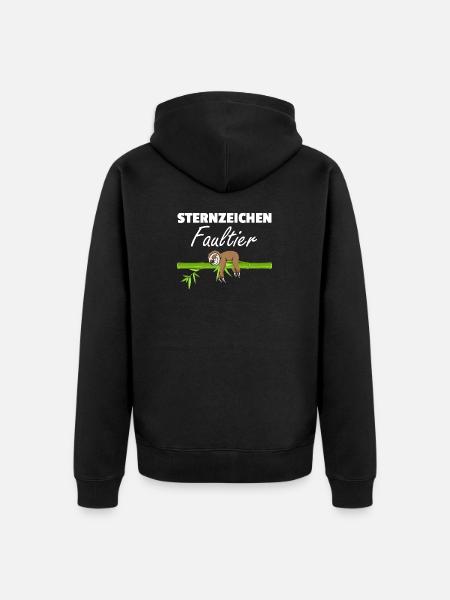 Sternzeichen Faultier Loading - Unisex Premium Bio Zip Hoodie - Schwarz