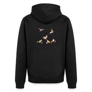 T-shirt d’oiseau drôle, aquarelle à imprimé animal - Veste à capuche bio Premium Unisexe - noir - Dos - Nico (187cm)