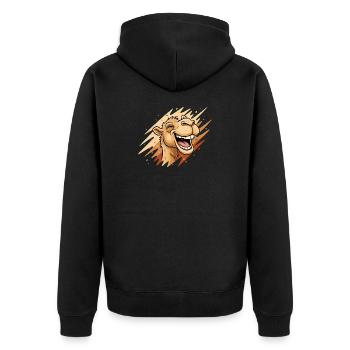 Lachendes Kamel Cartoon - Unisex Premium Bio Zip Hoodie - Schwarz - Hinten - Nico (187cm)