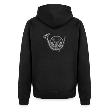 Jagdhorn - Unisex Premium Bio Zip Hoodie - Schwarz - Hinten - Nico (187cm)