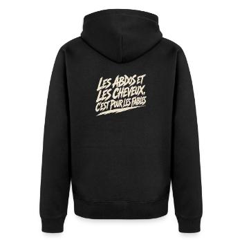 Pas d'abdos ni de cheveux - Humour pour homme - Veste à capuche bio Premium Unisexe - noir - Dos - Nico (187cm)