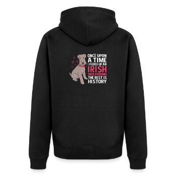 Irischer Wolfshund - Unisex Premium Bio Zip Hoodie - Schwarz - Hinten - Nico (187cm)