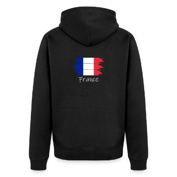 Französische Flagge  - Unisex Premium Bio Zip Hoodie - Schwarz - Hinten - Nico (187cm)