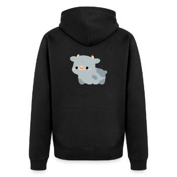 Belgian Blue Cow - Unisex Premium Organic Zip Hoodie - black - Back - Nico (187cm)