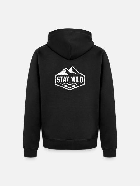 Stay Wild Mountain Motif - Unisex Premium Organic Zip Hoodie - black