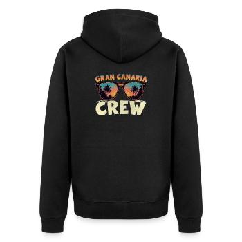 Gran Canaria Crew - Unisex Premium Bio Zip Hoodie - Schwarz - Hinten - Nico (187cm)