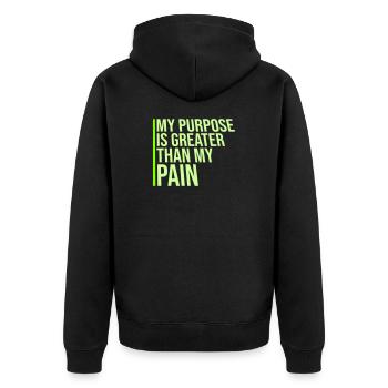 Mon but est plus grand que ma douleur, ce qui signifie le logo des guillemets - Veste à capuche bio Premium Unisexe - noir - Dos - Nico (187cm)