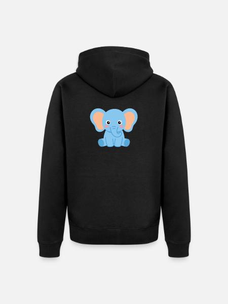 Kleiner blauer Elefant Print - Unisex Premium Bio Zip Hoodie - Schwarz
