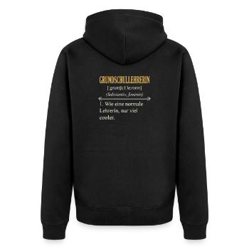 Grundschullehrerin Definition - Nur viel cooler - Unisex Premium Bio Zip Hoodie - Schwarz - Hinten - Nico (187cm)