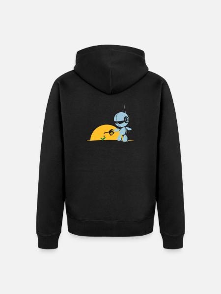 robot flower - Unisex Premium Organic Zip Hoodie - black
