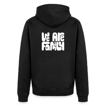 We are Family - Unisex Premium Bio Zip Hoodie - Schwarz - Hinten - Nico (187cm)