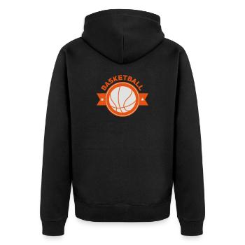 Basketball - Basket Ball - Game - Sport - Player - Unisex Premium Bio Zip Hoodie - Schwarz - Hinten - Nico (187cm)