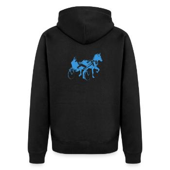 Trabrennen traber - Unisex Premium Bio Zip Hoodie - Schwarz - Hinten - Nico (187cm)