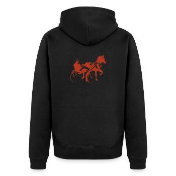 traber trabrennen - Unisex Premium Bio Zip Hoodie - Schwarz - Hinten - Nico (187cm)