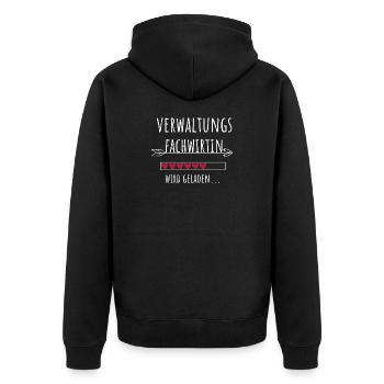 Verwaltungsfachwirtin Abschluss Weiterbildung - Unisex Premium Bio Zip Hoodie - Schwarz - Hinten - Nico (187cm)