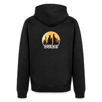 Dubai Skyline Sunset - Unisex Premium Organic Zip Hoodie - black - Back - Nico (187cm)