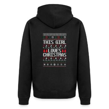 this girl loves christmas - ugly christmas sweater - Veste à capuche bio Premium Unisexe - noir - Dos - Nico (187cm)