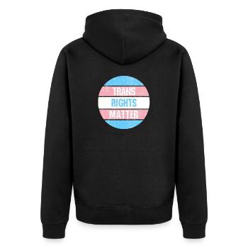 Trans Rights Matter - Unisex Premium Organic Zip Hoodie - black - Back - Nico (187cm)